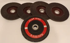 7" x 7/8" 60 Grit Flap Disc, FLAT Grinding Wheels, Fiber./AL. Oxide - Lot of 5