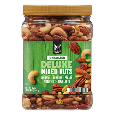 Member's Mark Unsalted Deluxe Mixed Nuts, 34 oz. FREE shipping
