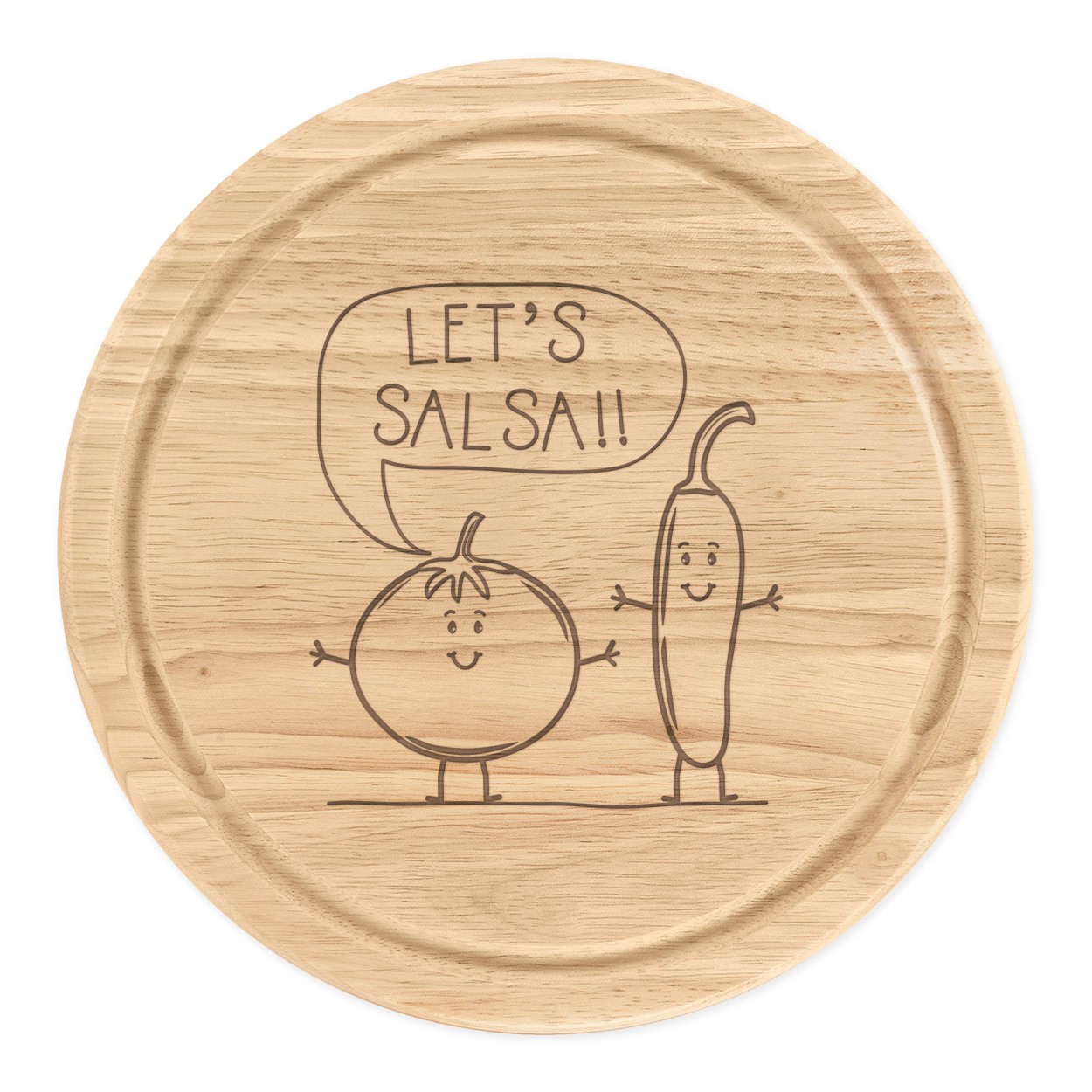 Let's Salsa Chilli Peppers Round Chopping Cheese Board Spicy Hot Dancing Funny