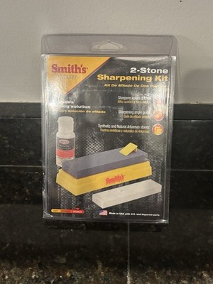 Smiths Deluxe 2 Stone Arkansas Block Mounted Sharpening Kit Yellow SK2