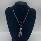 Barse Sterling Silver 925 Green Stone Feather Necklace & Pendant Set 32.7g — photo 2
