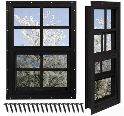 Shed Windows 2 Pack 18x23in Tempered Glass Screen Black Flush Mount