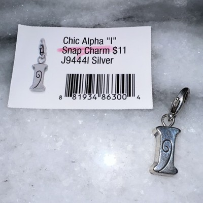 Brighton Chic Alpha Silver Metal Letter 'I' Snap Charm No Stone Letters J9444I