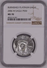 2006-W $50 1/2-oz Burnished American Platinum Eagle NGC MS70 Brown Label