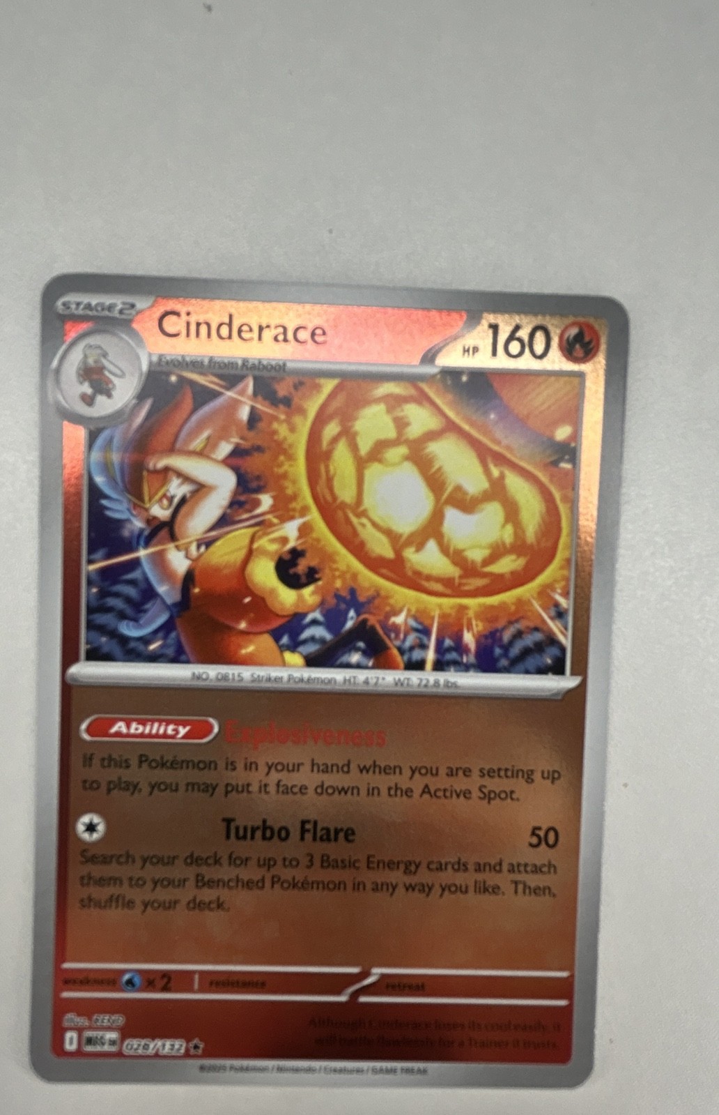 Cinderace 028/132 Me01: Mega Evolution Reverse Holo