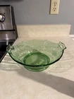 VINTAGE GREEN DEPRESSION URANIUM GLASS DECAGON SERVING BOWL