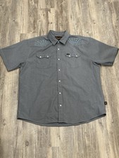 Howler Bros Crosscut Deluxe SS Shirt Embroidered Beams Blue Spruce Pearl Snap XL