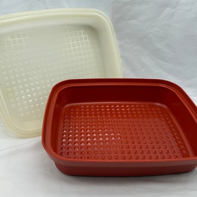 Vintage Tupperware Season-Serve Marinating Container Orange Retro Kitchenware
