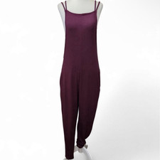 Mono B Womens Purple Knit Jumpsuit S Scoop Ne...