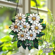 Daisy Flower Flat Suncatcher Acrylic Window Decor Floral Art