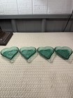 Vintage Green Pressed Glass Heart Trinket Nut Candy Dishes Set of 4