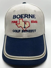 Boerne TX Fire EMS Golf Benefit Cap Hat Adult Adjustable Cotton White Blue