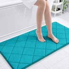 44x24 Inch Teal Memory Foam Bath Mat Soft Absorbent Washable Bathroom Rug
