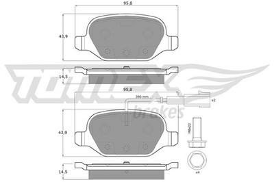 Bremsbelagsatz Scheibenbremse TOMEX Brakes TX 12-702 für FIAT 500X 500 312AXM1B
