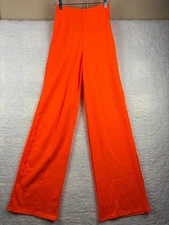 Boohoo Neon Orange Wide Leg Pants Womens XS 2 High Waist Crepe NWT
