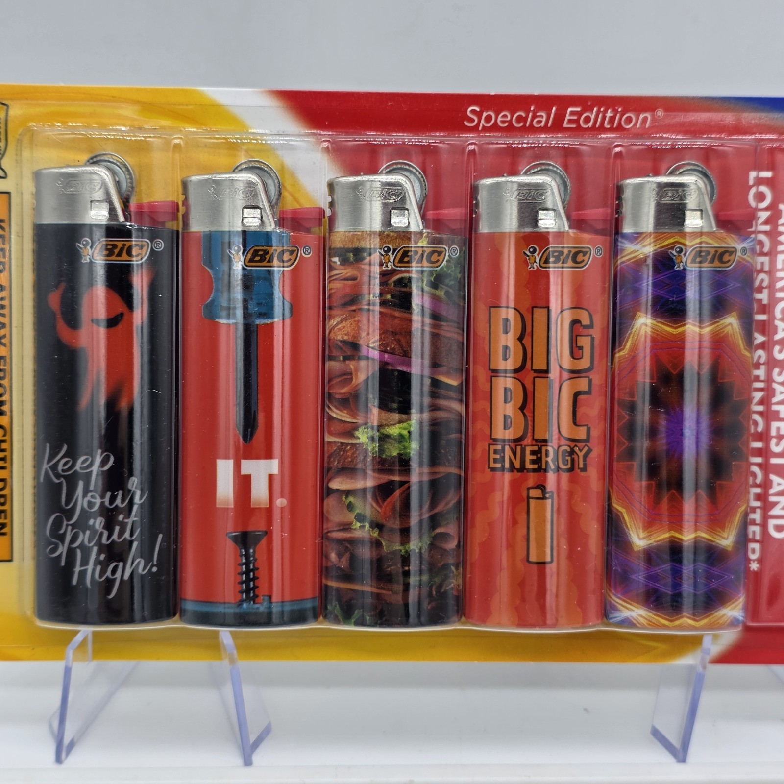 5 Pack Bic Special Edition Lighters, Gift, Screw It, Big Bic Energy, Sandwich
