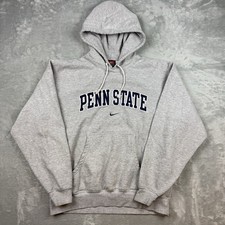 Vintage Nike Team Penn State Hoodie Mens Medium Gray Spellout Swoosh Y2K