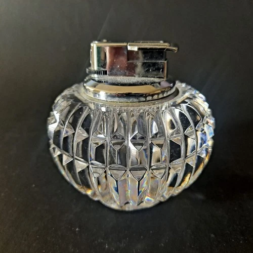 Vintage Waterford Crystal “Glenmore” Butane Table Lighter Beautiful Sparkly