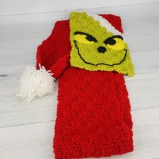 Handmade Crocheted Grinch Dr. Seuss Scarf Soft Yarn C2C Crochet Stitch 65 x 7"