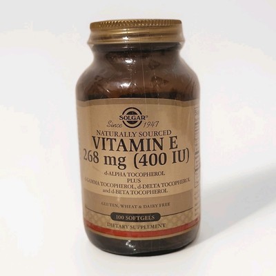 Solar Vitamin E 268 Mg (400 IU) Naturally Sourced 100 Soft Gels Capsules 