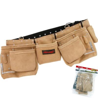 Neilsen Leder Doppel Werkzeug Nagel Schraube Tasche Gürtel Hammer Schlaufe 12 Taschen 