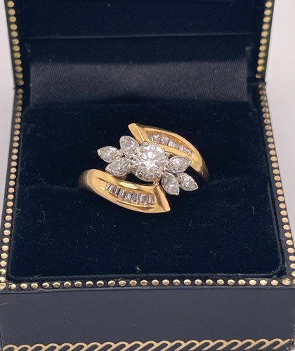 Anillo de compromiso de boda vintage de oro amarillo de 14 K de 1,18 quilates con diamantes naturales - Imagen 9 de 9