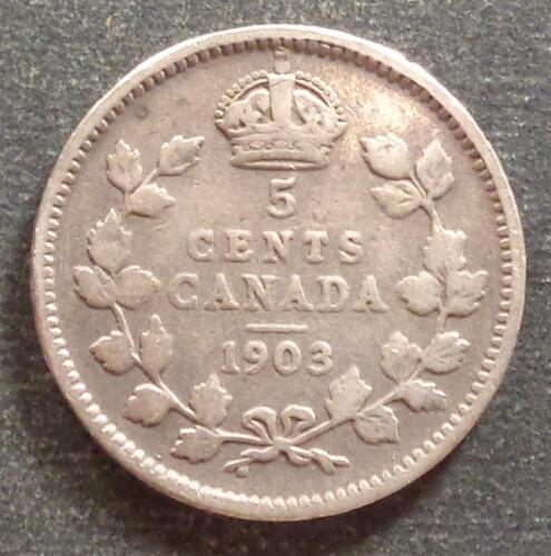 Canada - Edward VII, Silver 5 Cents, 1903, toned - Picture 1 of 2