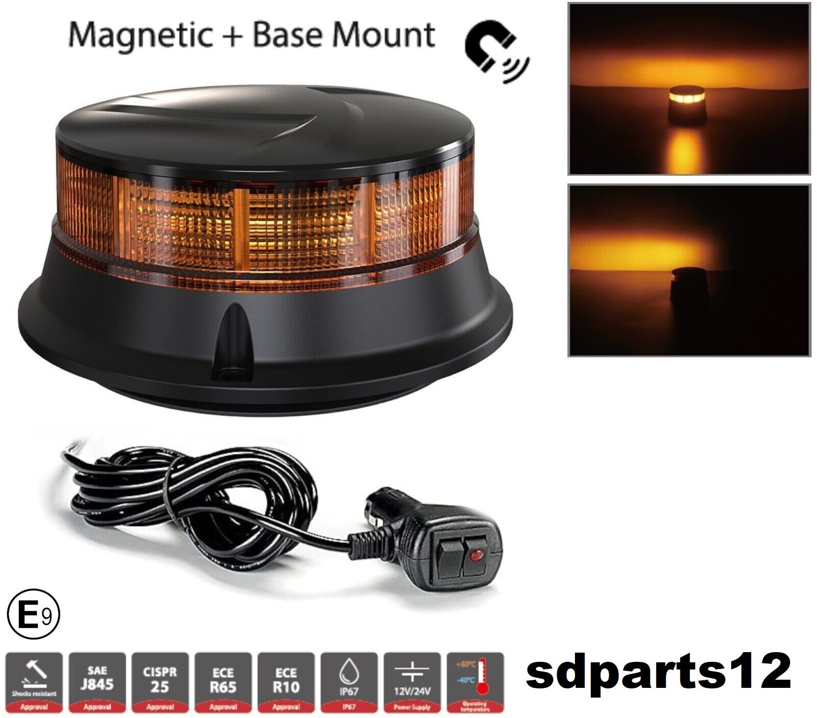 Gyrophare de signalisation 12V 24V compact pour sécuriser les travaux de voirie