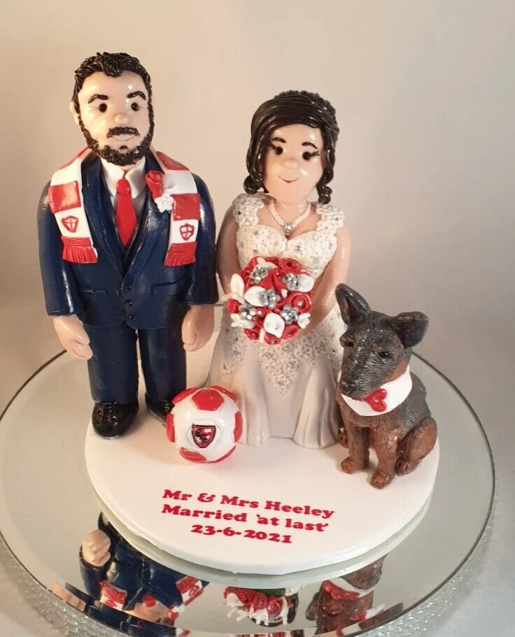 Personalised Wedding Cake Topper Bride Groom clay couple pet