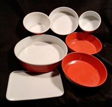 Vintage Orange And White Tin Childrens Baking Set