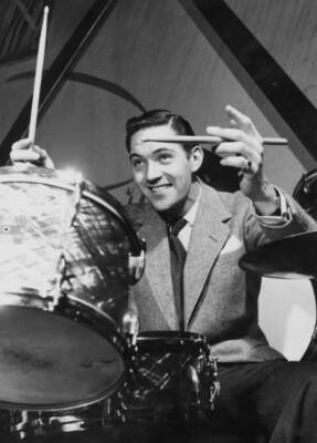 English Jazz Bandleader Jack Parnell At The Drum Kit Old Photo