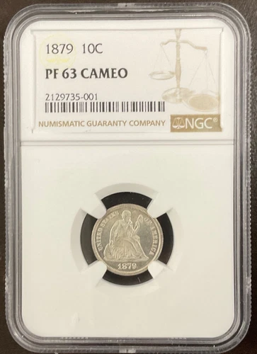 1879 Seated Liberty Proof Dime 10 cent NGC PF 63 Cameo RARE only 1100 made