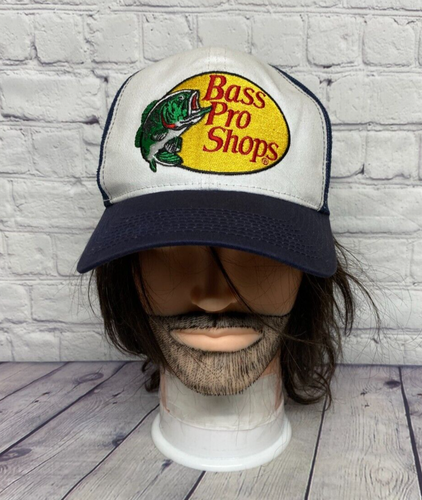 Bass Pro Shops Hat Cap Snapback Navy Blue White Trucker Mesh Embroidered Logo