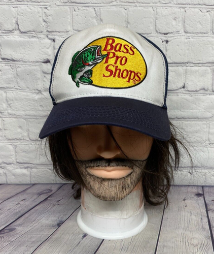 Bass Pro Shops Hat Cap Snapback Navy Blue White Trucker Mesh Embroidered Logo - Picture 1 of 10