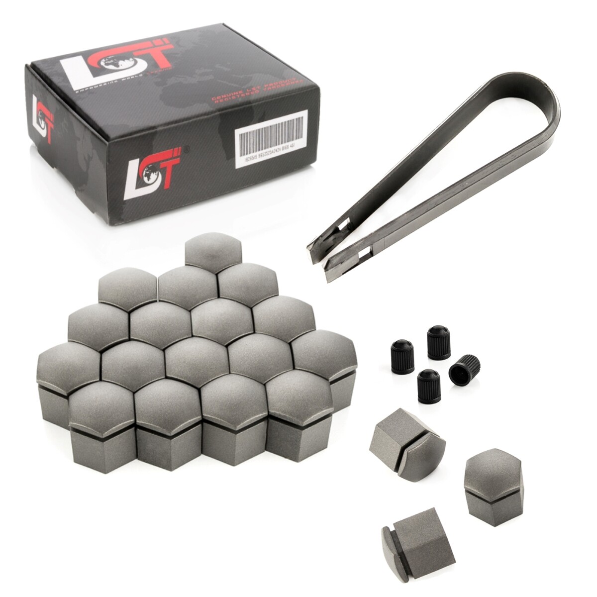 20X Wheel Nut Caps Set Gray 19 Mm For AUDI TT 8J3 8N3 FV3