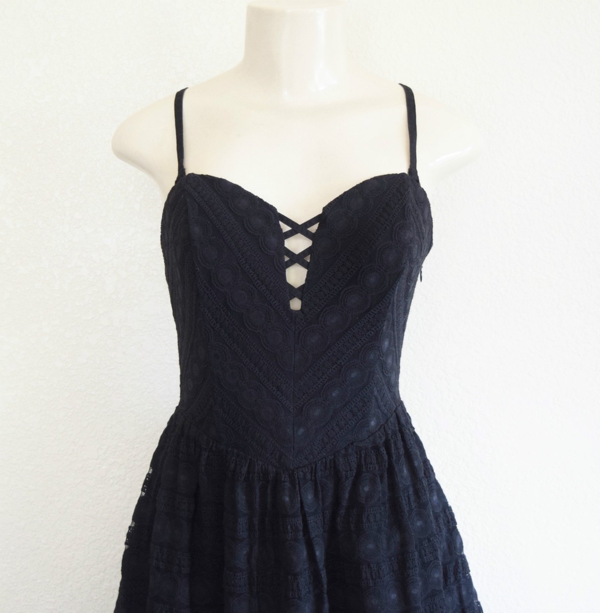 GUESS Women's Lace-Up Corset Dress  Black sz 4 | eBay