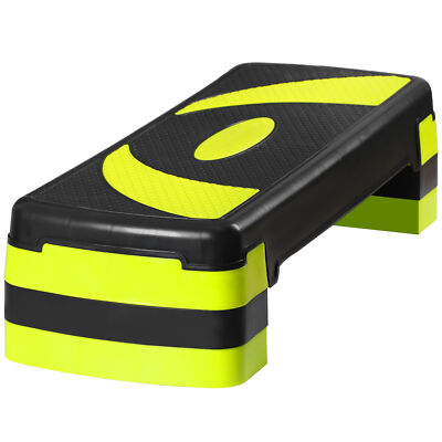 31'' Fitness Aerobic Step Adjust Exercise Stepper With risers 4''-6''-8'' Yellow