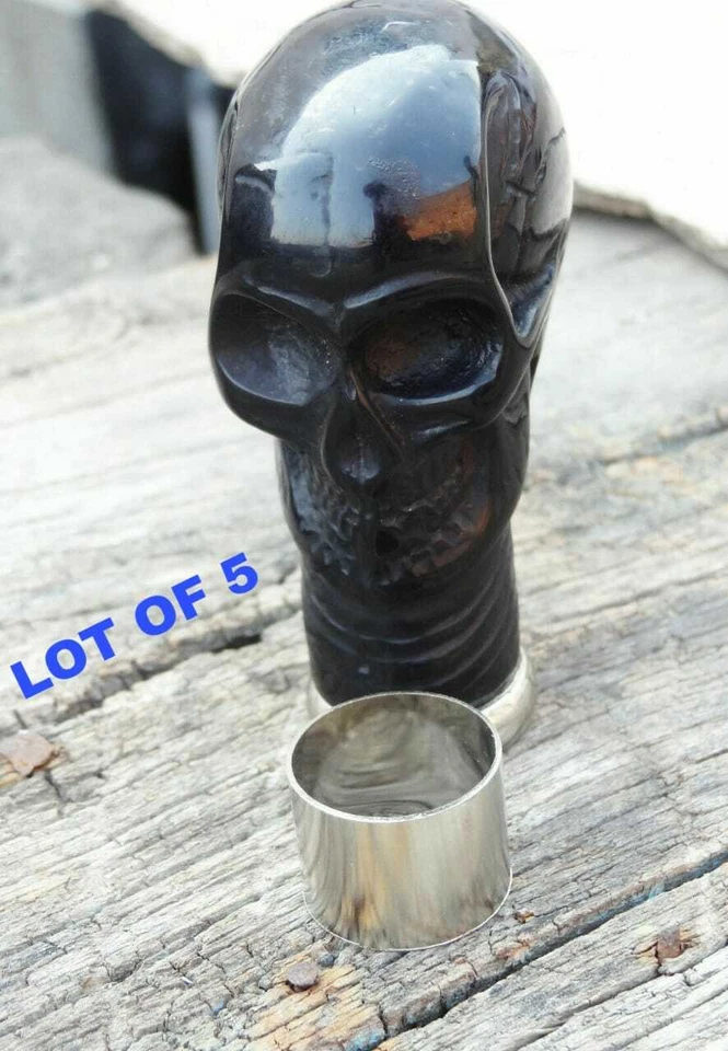 Lote de 5 Pecs Latón Náutico Hueso Negro Mango Para Bastón (Solo Asas) Foto 3 de 4