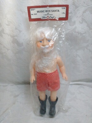 VTG Fibre Craft Music Box Mr Santa  14'' Crafting Doll #3197 1990 Billie Peppers
