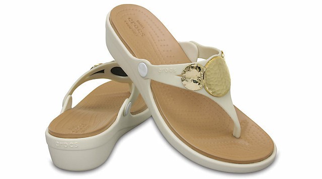 crocs gold sandals