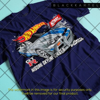 TSHIRT/UNISEX TEE 100%COTTON HOTWHEELS NISSAN SKYLINE R34 GTR DESIGN