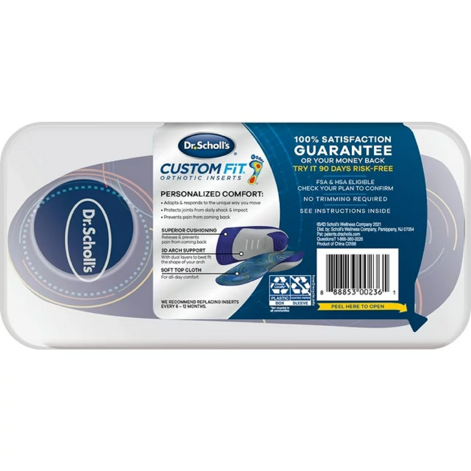 Dr. Scholl's CF320 Custom Fit Foot Orthotics 3/4 Length Inserts, CF 320