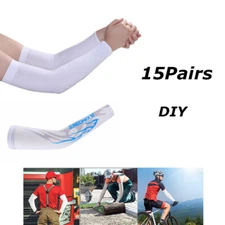 15Pairs DIY Sublimation Blank Arm Sleeves Ice Silk High Elasticity UV Protection