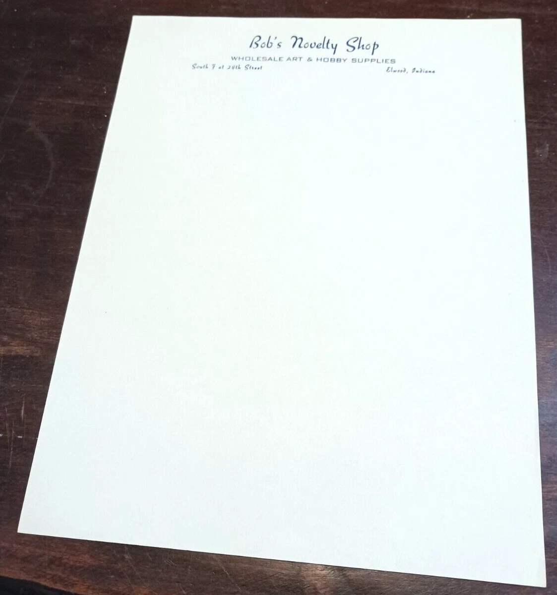 ELWOOD INDIANA BLANK LETTERHEAD BOB S NOVELTY SHOP eBay