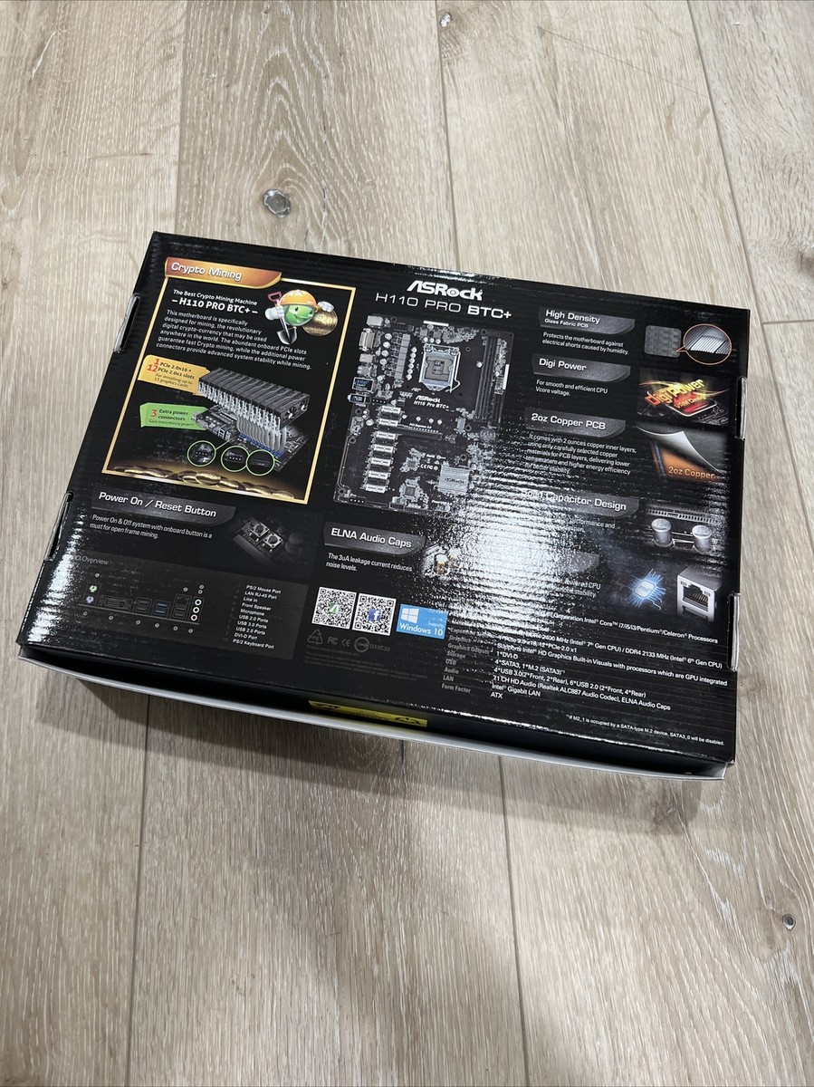 11327 ASRock H110 PRO BTC+ マザーボード/Intel Core i3-6100 3.70Ghz/4GBメモリ セット