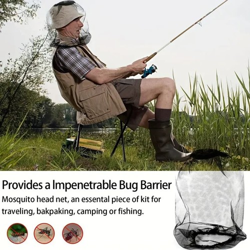 Mosquito Head face Net cover Insect Fly Mesh Face Protector Travel Camping - Picture 12 of 15