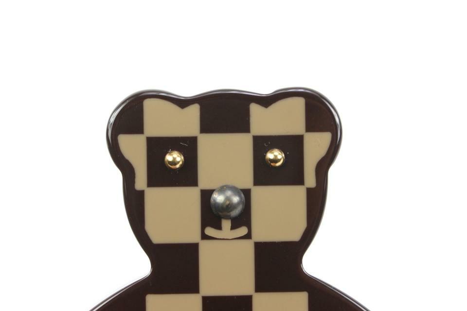 Louis Vuitton 2005 Damier Ebene Teddy Bear Pin Broochs