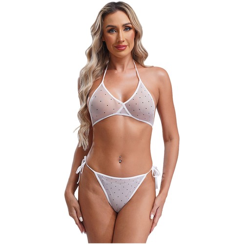 Women's Bra And Briefs Transparent Lingerie Set See Through Swimsuit Two-piece - Picture 6 of 25