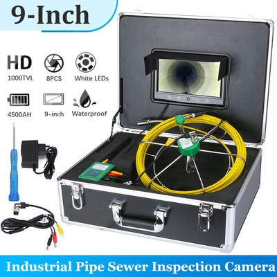 Sewer Camera HD Drain Waterproof Pipe Pipeline Drain Inspection System 9 In LCD