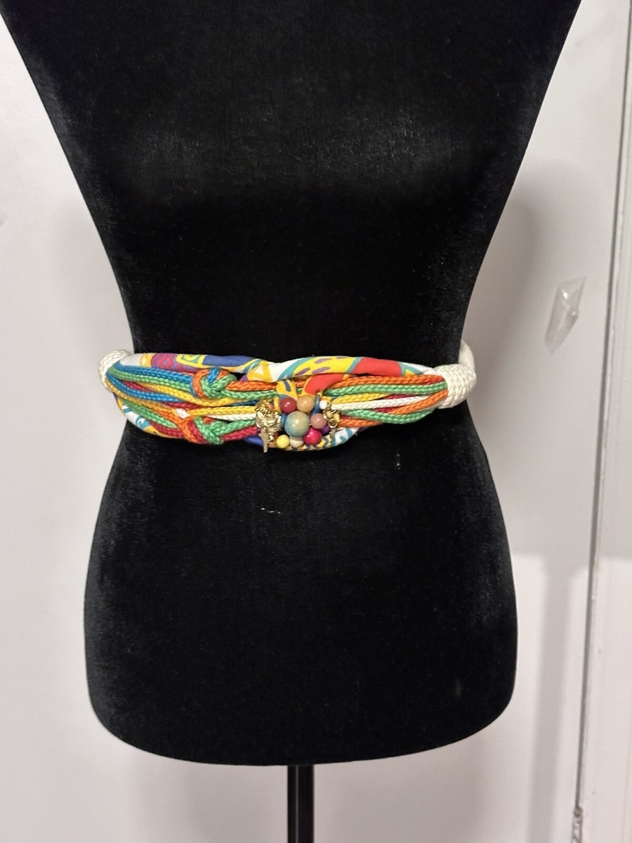 Rhea Vintage 1980s Braided Rope Bright Beads Charms Belt | eBay display picture 2